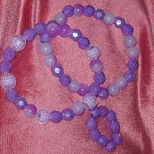 Purple Beaded Bracelet Set